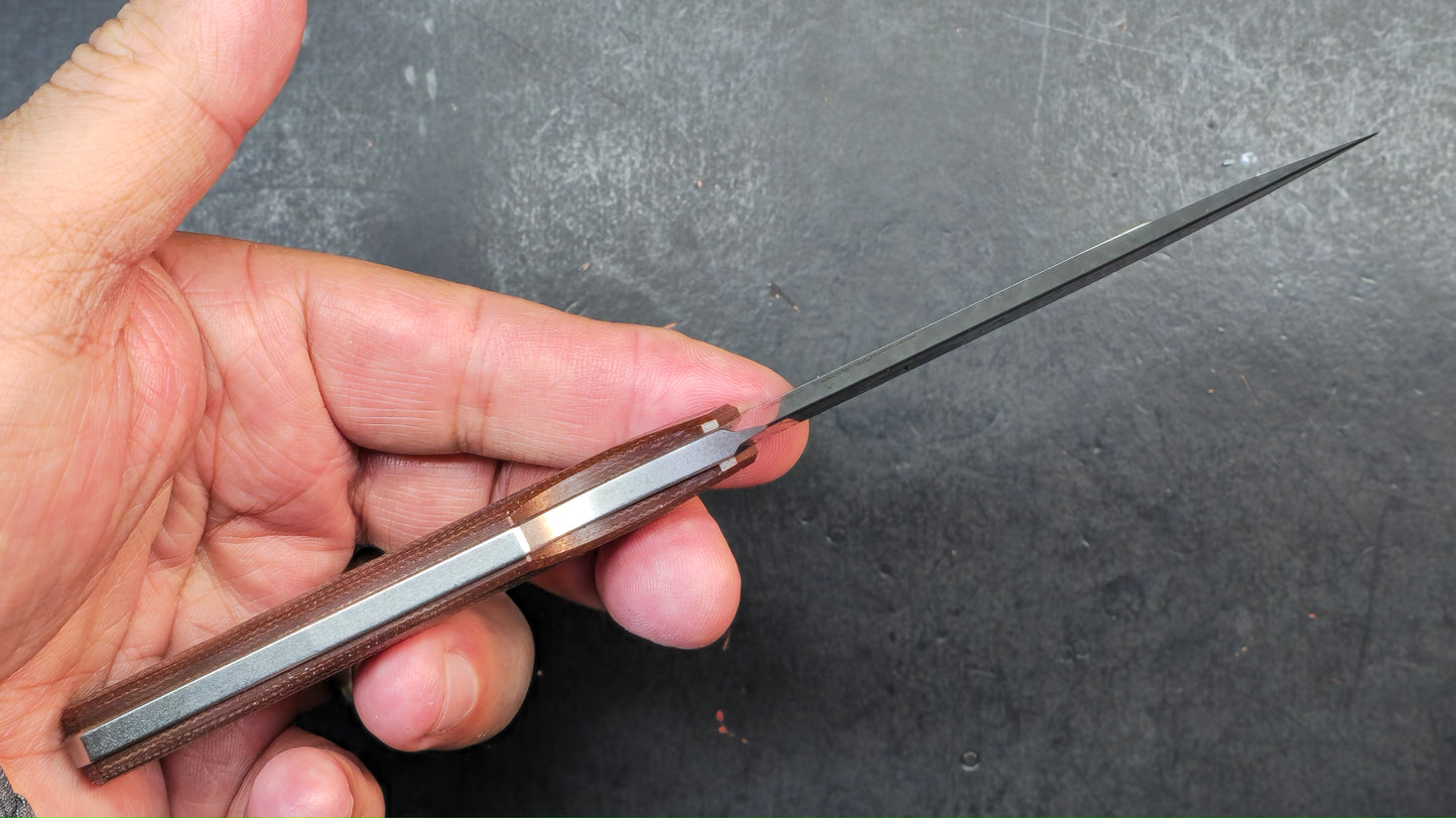 TwoSun TS616 Fixed Blade Knife Brown Micarta Handle D2