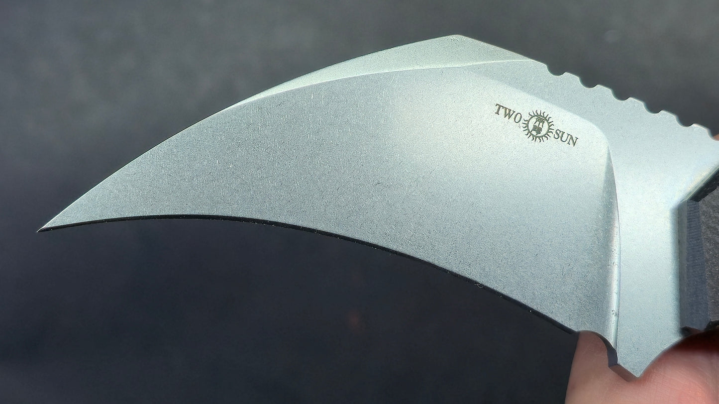 TwoSun TS618 Fixed Blade Knife Black Micarta Handle D2