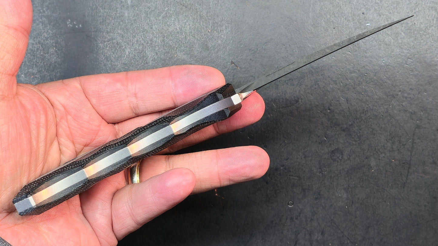 TwoSun TS618 Fixed Blade Knife Black Micarta Handle D2