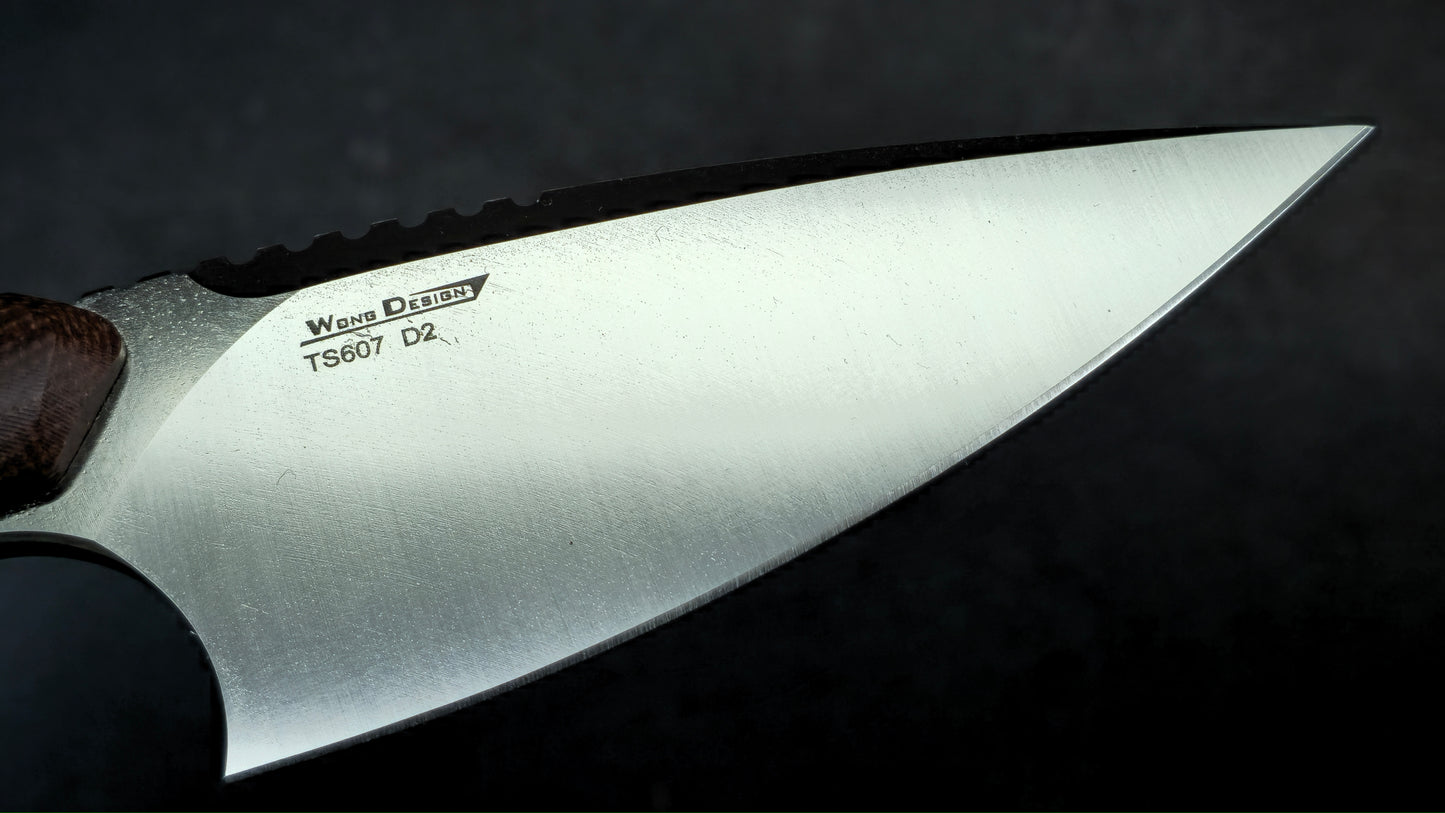 TwoSun TS607 Fixed Blade Knife Brown Micarta Handle D2