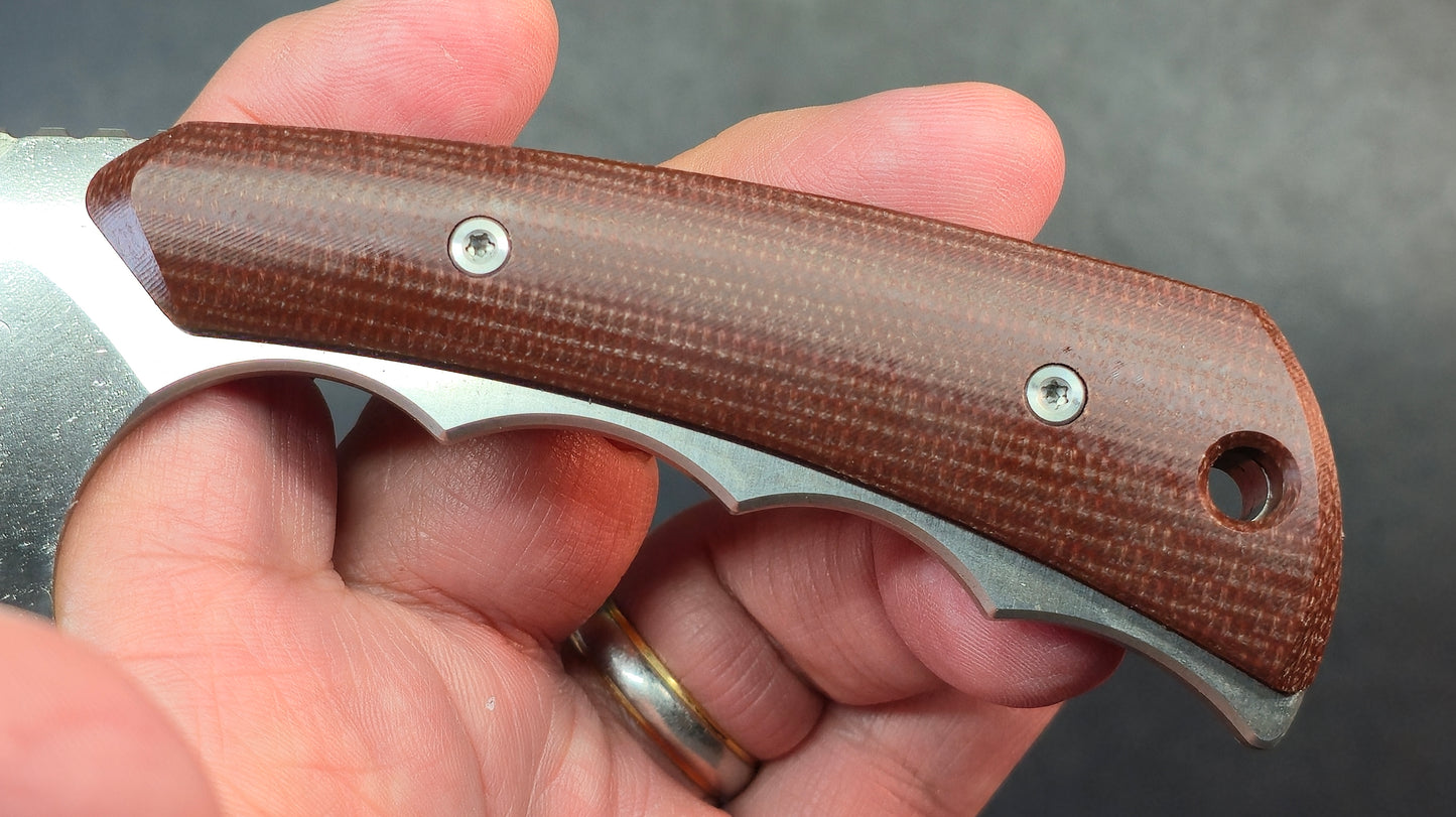 TwoSun TS607 Fixed Blade Knife Brown Micarta Handle D2