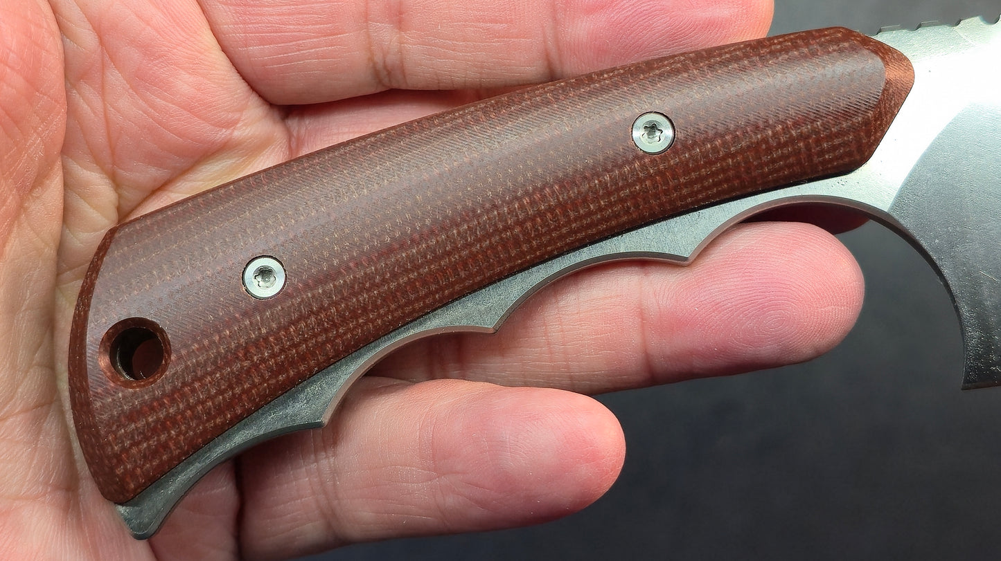 TwoSun TS607 Fixed Blade Knife Brown Micarta Handle D2