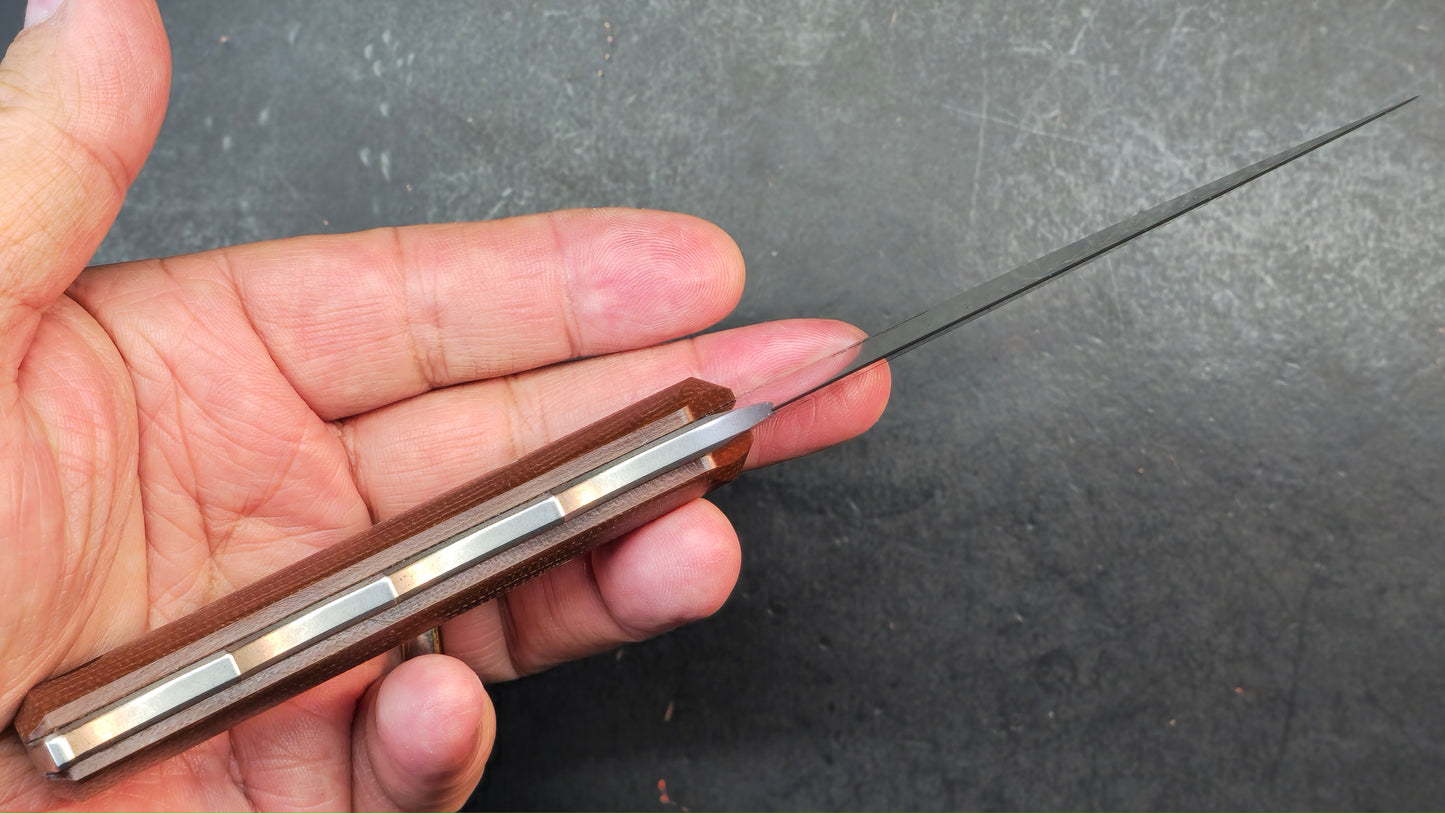 TwoSun TS607 Fixed Blade Knife Brown Micarta Handle D2