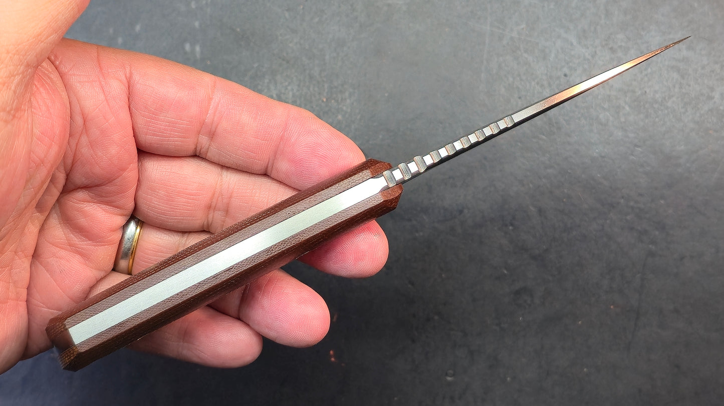 TwoSun TS607 Fixed Blade Knife Brown Micarta Handle D2