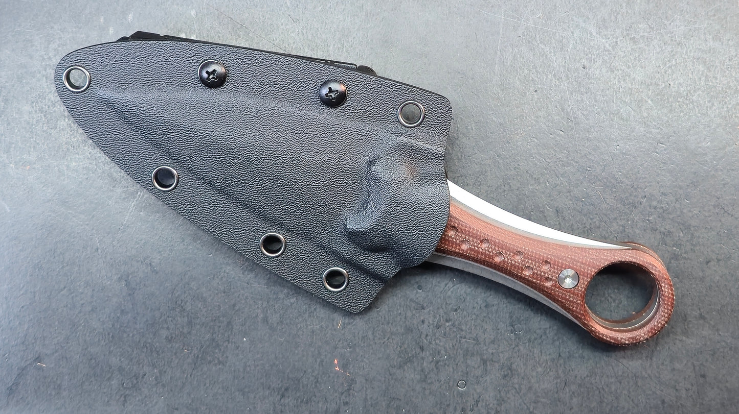 TwoSun TS610 Fixed Blade Knife Brown Micarta Handle Double Edge D2