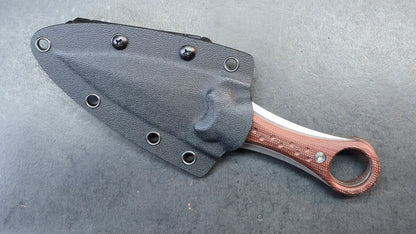 TwoSun TS610 Fixed Blade Knife Brown Micarta Handle Double Edge D2