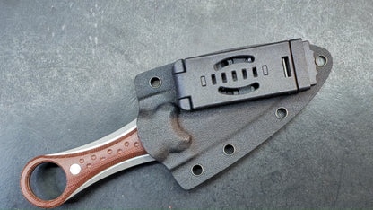 TwoSun TS610 Fixed Blade Knife Brown Micarta Handle Double Edge D2