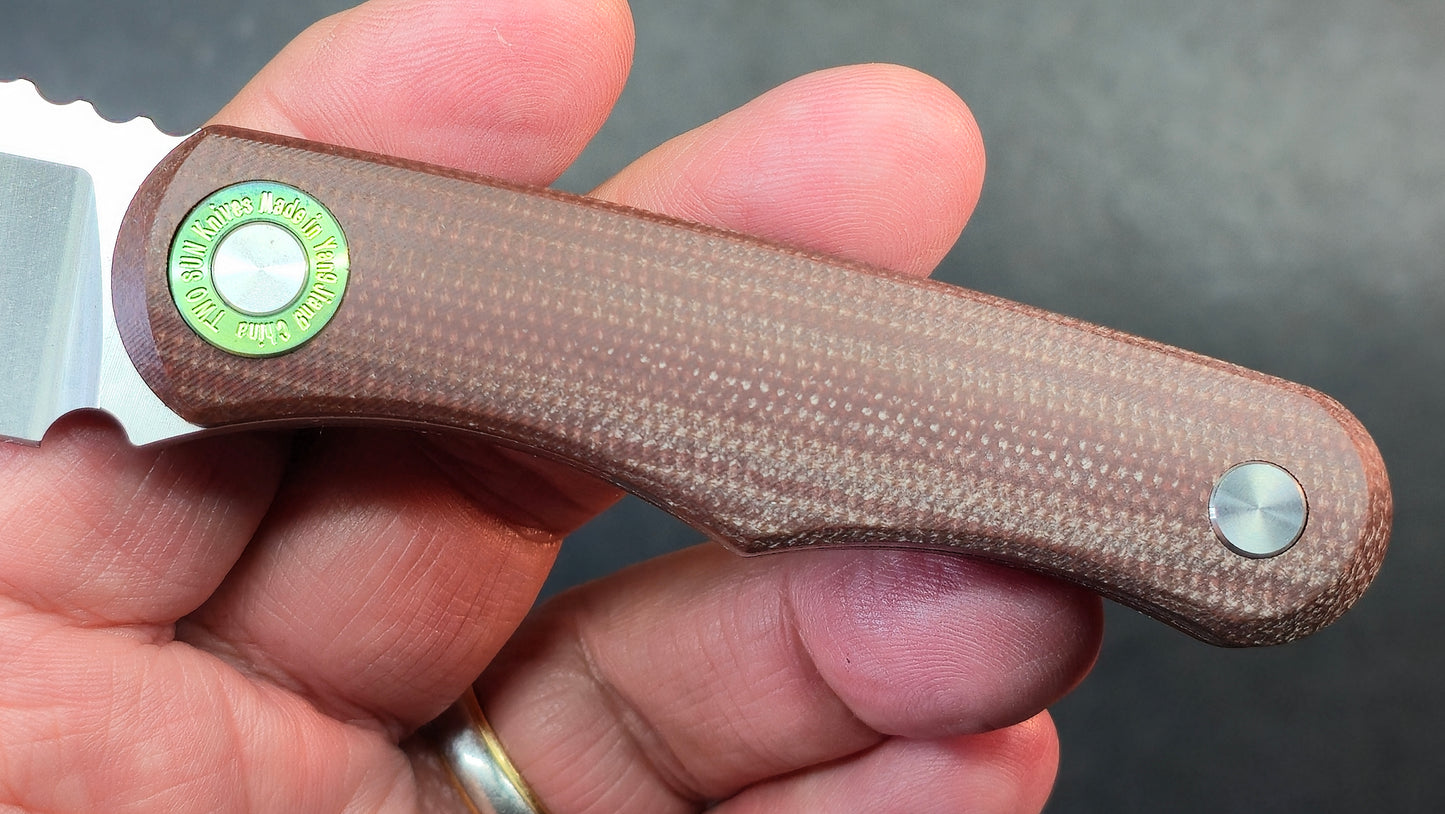 TwoSun TS534 Fixed Blade Knife Brown Micarta Handle D2