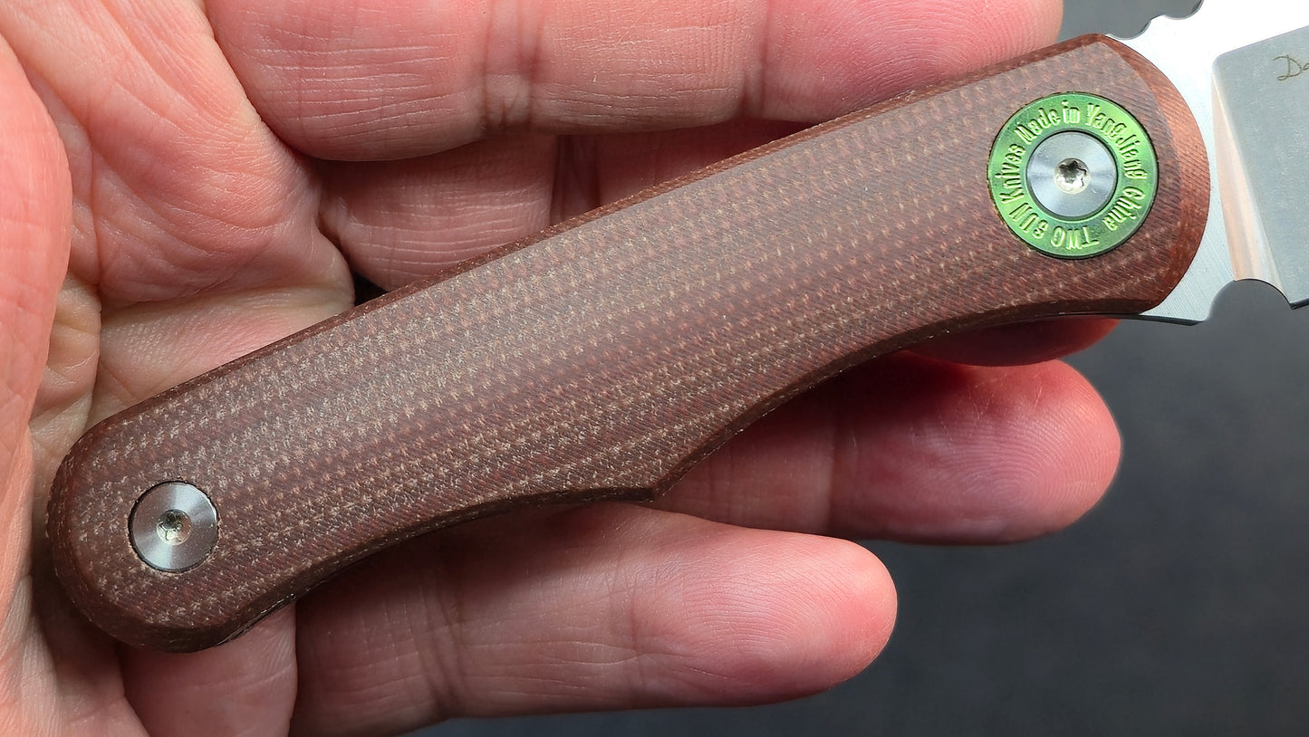 TwoSun TS534 Fixed Blade Knife Brown Micarta Handle D2