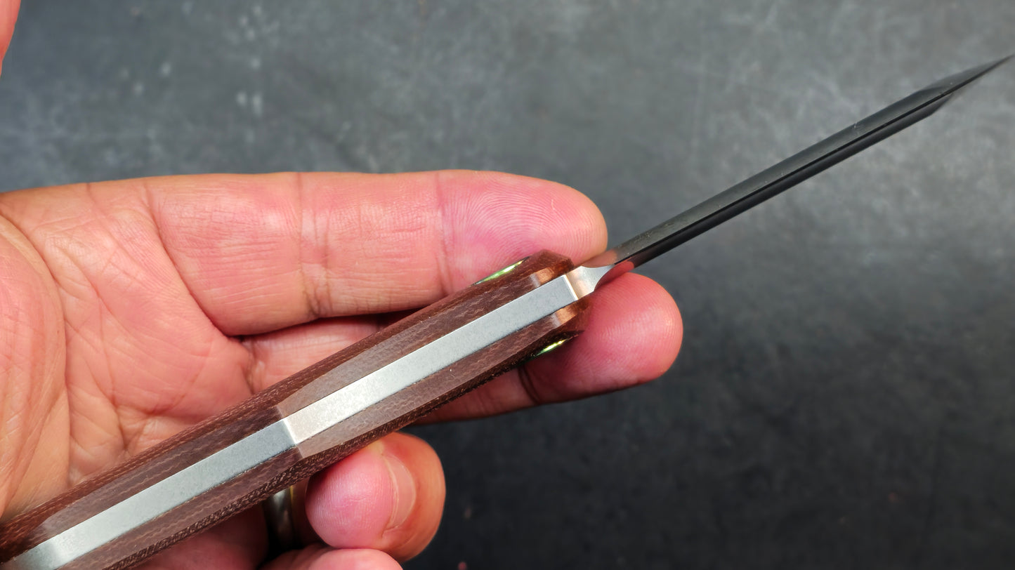 TwoSun TS534 Fixed Blade Knife Brown Micarta Handle D2