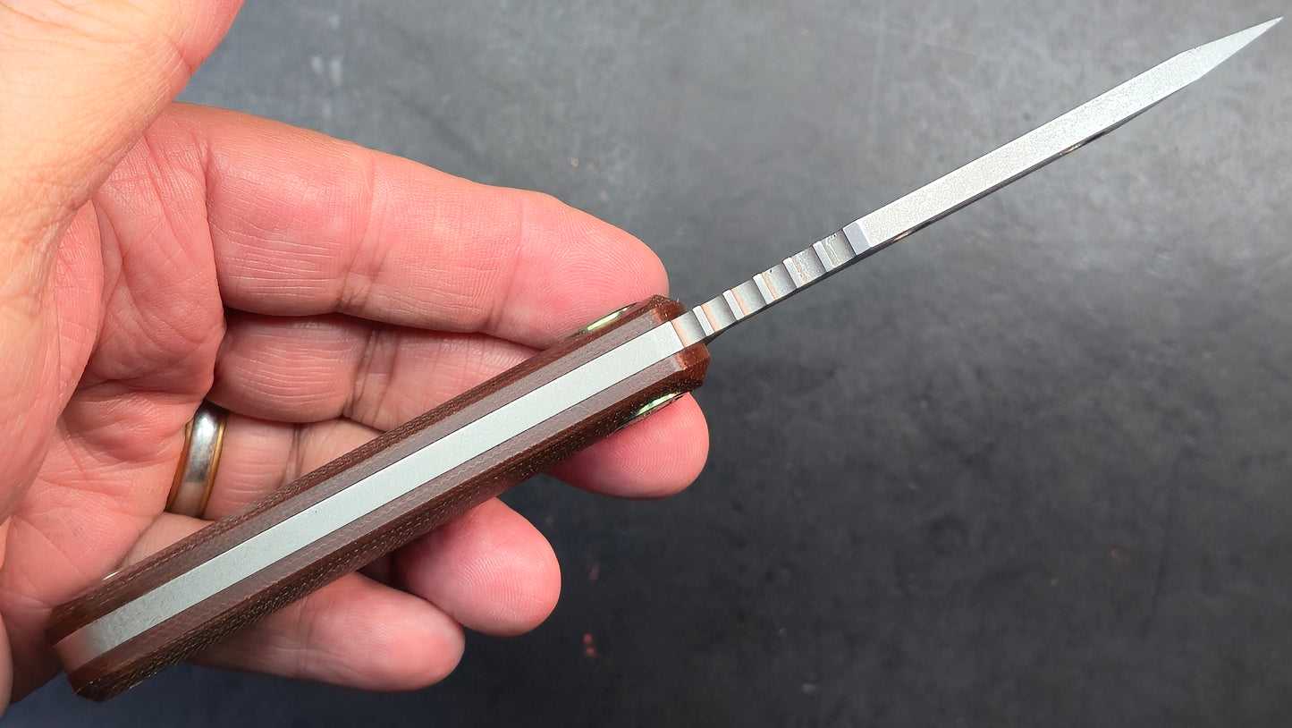 TwoSun TS534 Fixed Blade Knife Brown Micarta Handle D2