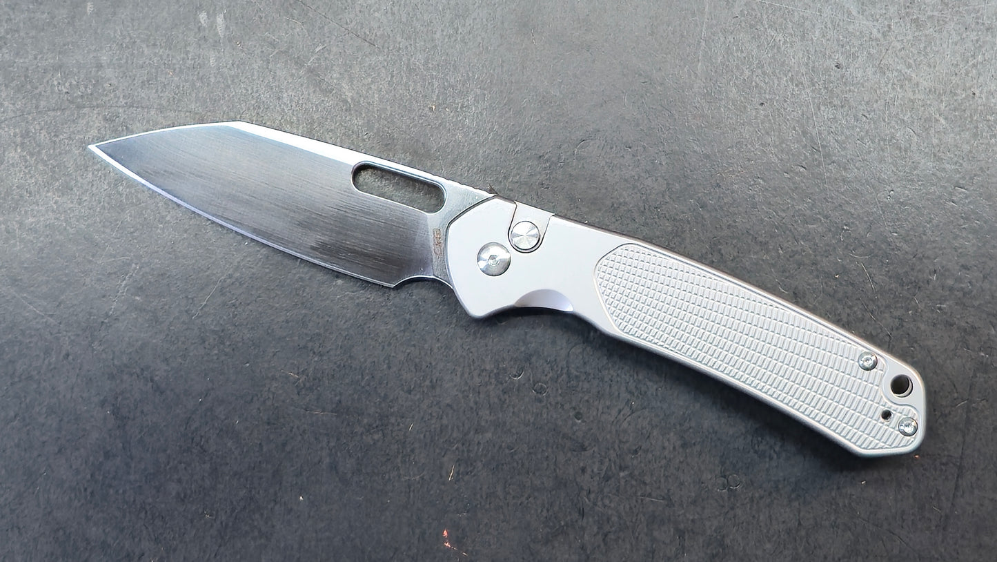 CJRB Pyrite Button Lock Knife Titanium S90V