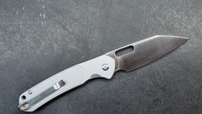 CJRB Pyrite Button Lock Knife Titanium S90V