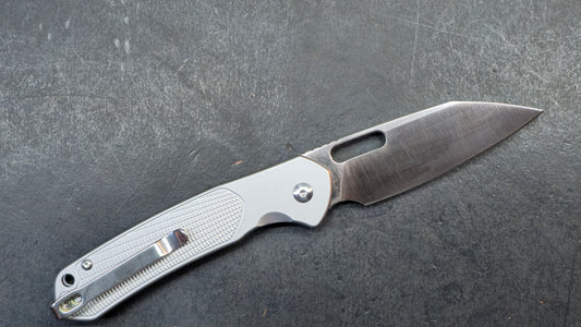 CJRB Pyrite Button Lock Knife Titanium S90V