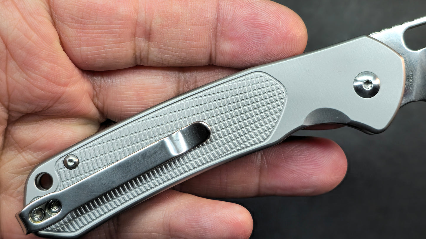 CJRB Pyrite Button Lock Knife Titanium S90V