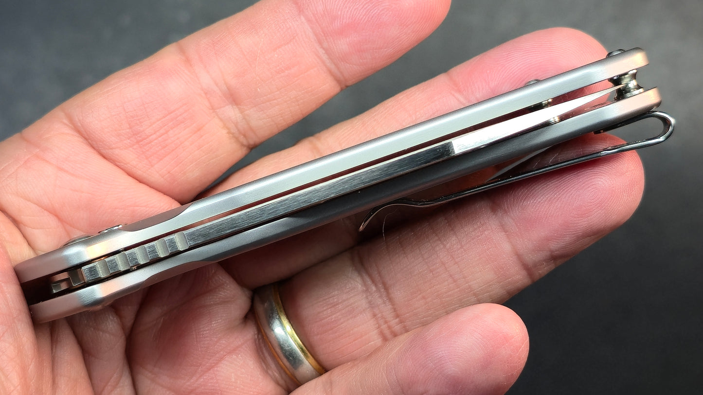 CJRB Pyrite Button Lock Knife Titanium S90V