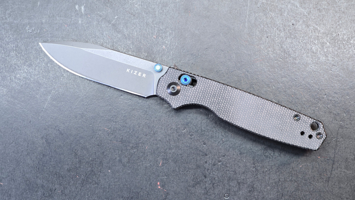 Kizer Pokiman CD Folding Knife Black Micarta Handle AEB-L