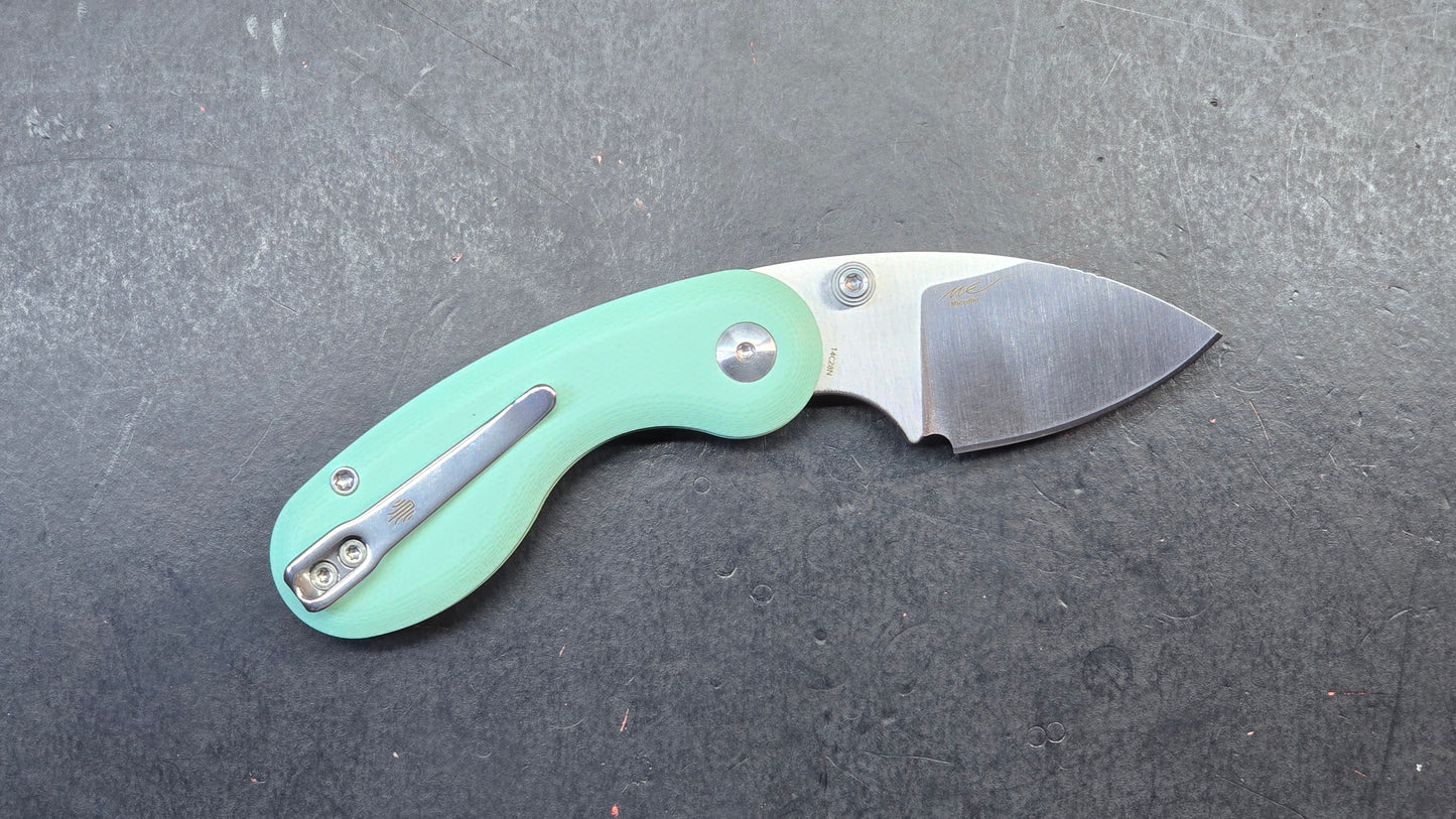 Kizer Microbe Folding Knife Green G10 Handle 14C28N