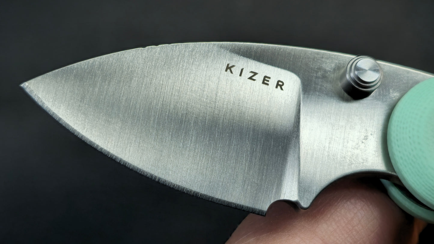 Kizer Microbe Folding Knife Green G10 Handle 14C28N