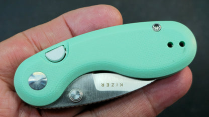 Kizer Microbe Folding Knife Green G10 Handle 14C28N