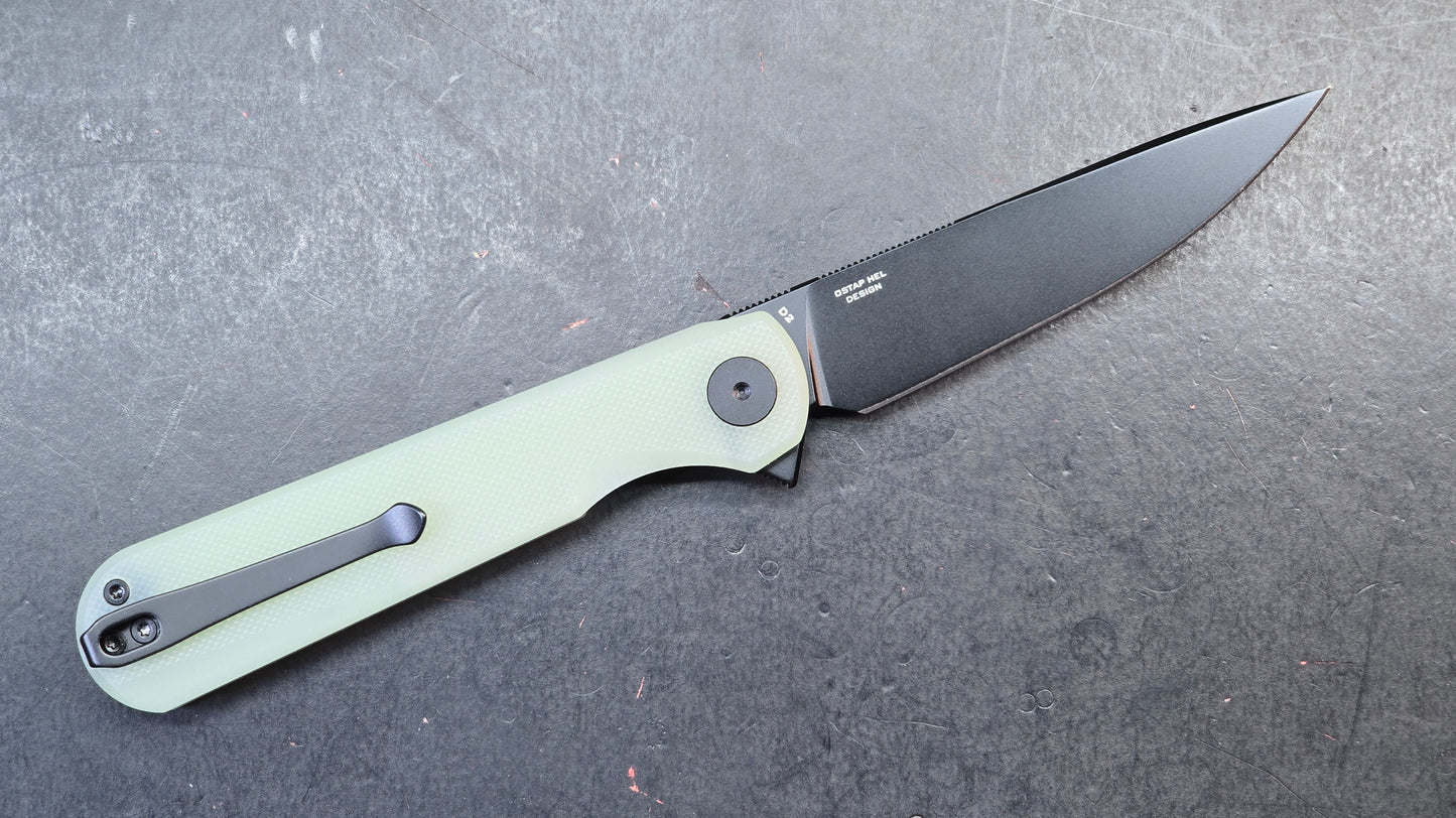 Bestechman Flick Folding Knife Jade G10 Handle D2
