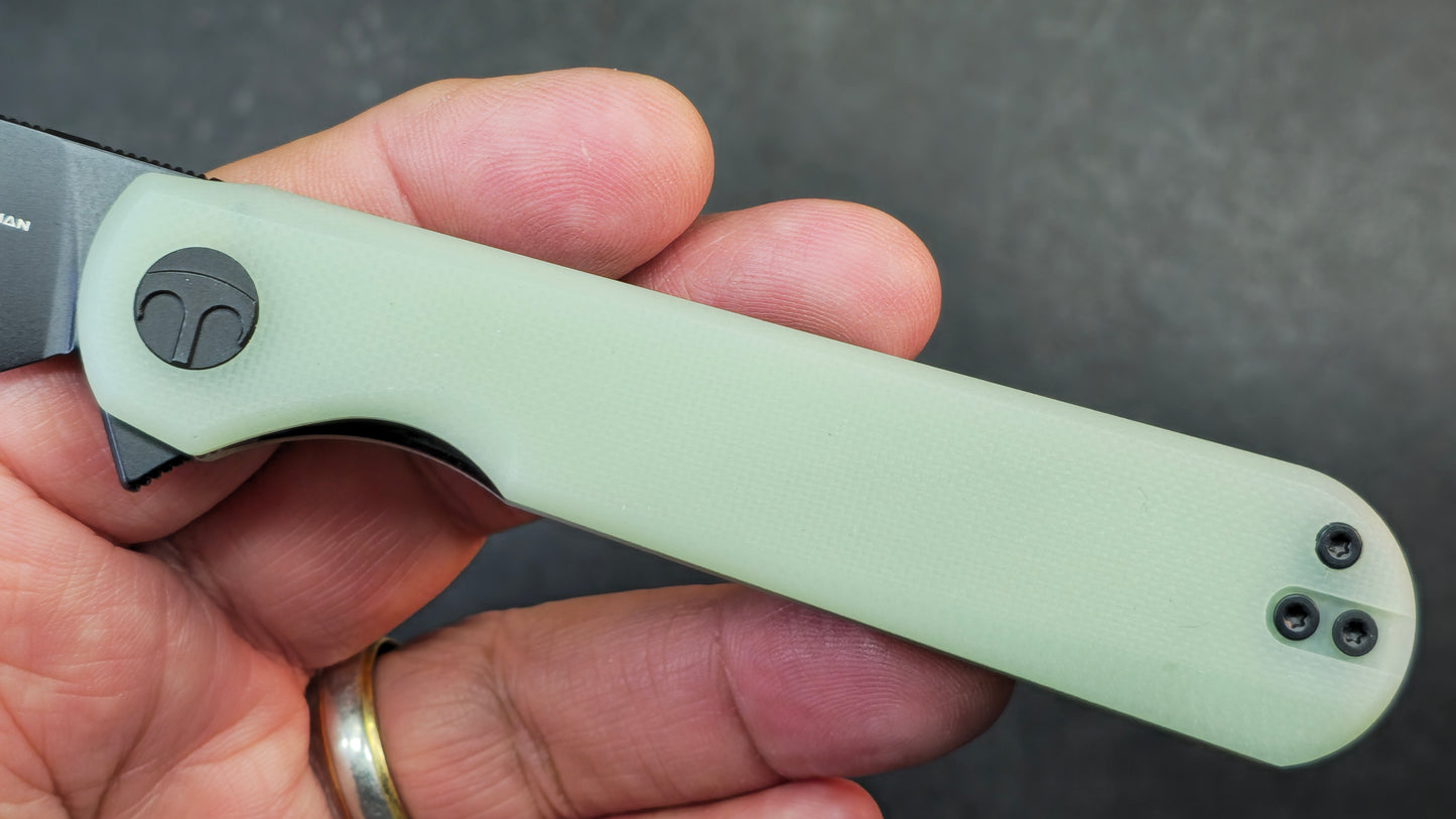 Bestechman Flick Folding Knife Jade G10 Handle D2