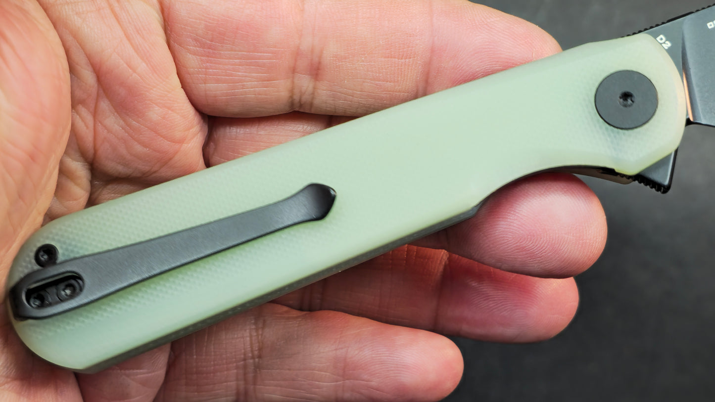 Bestechman Flick Folding Knife Jade G10 Handle D2