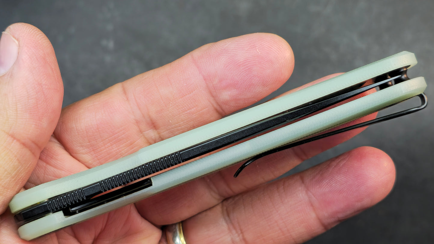 Bestechman Flick Folding Knife Jade G10 Handle D2