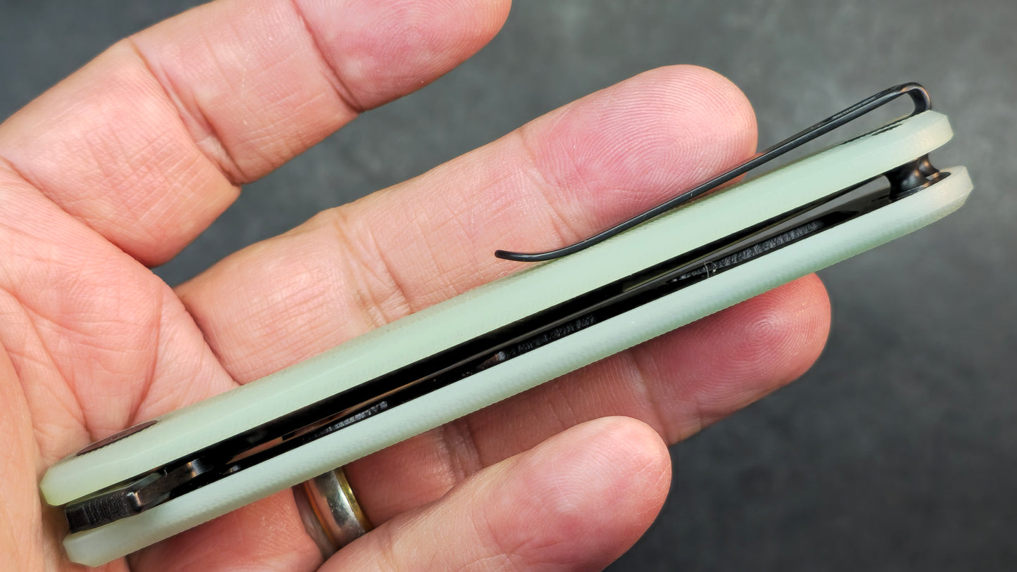 Bestechman Flick Folding Knife Jade G10 Handle D2