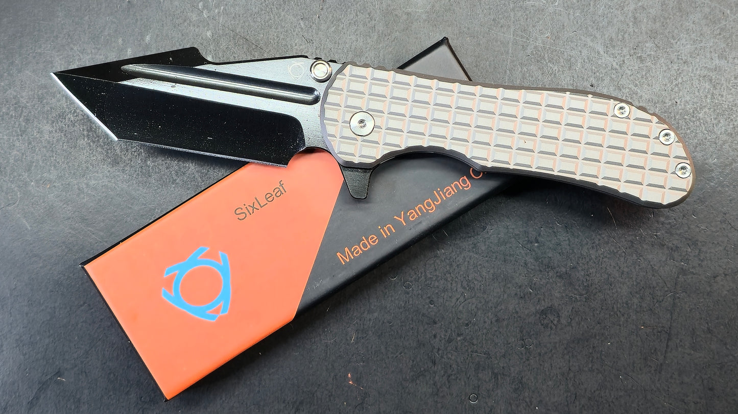 Sixleaf SL-94 Frag pattern Titanium Handle Satin/Black DLC M390