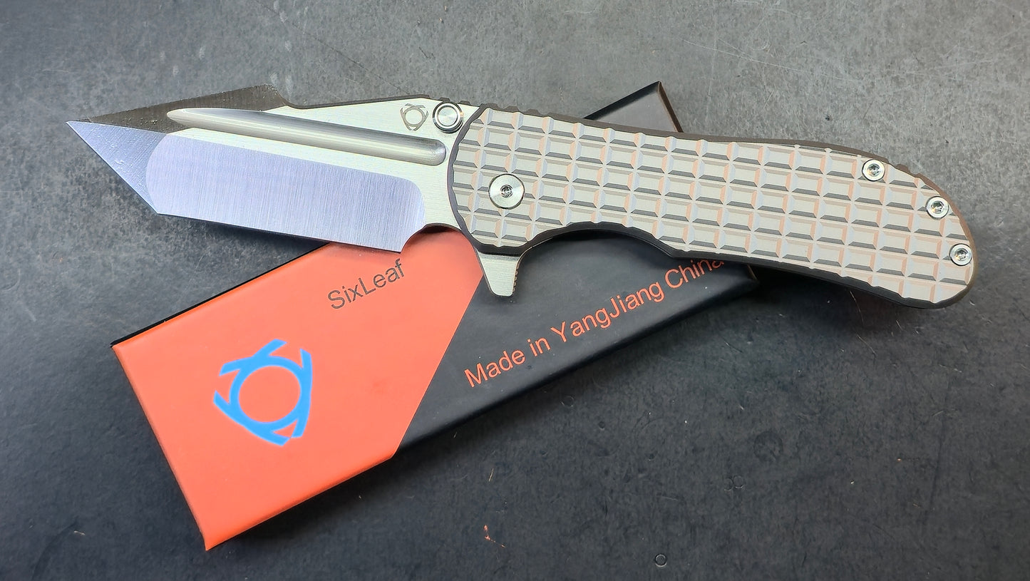 Sixleaf SL-94 Frag pattern Titanium Handle Satin/Black DLC M390