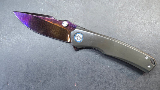 SixLeaf SL-93 7/10 Zirconium Handle, Dragon Scale Damascus Blade