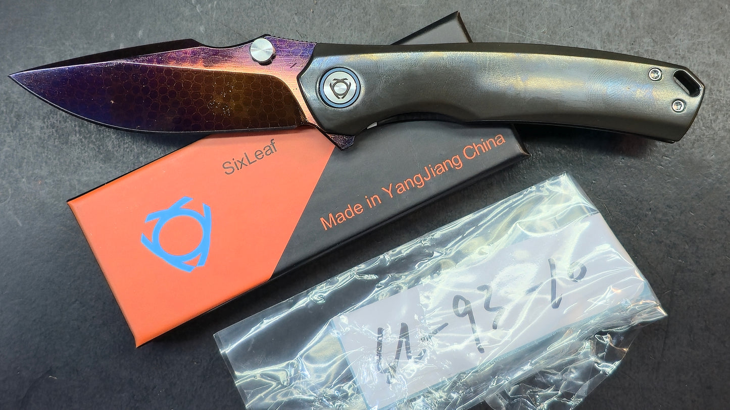 SixLeaf SL-93 7/10 Zirconium Handle, Dragon Scale Damascus Blade