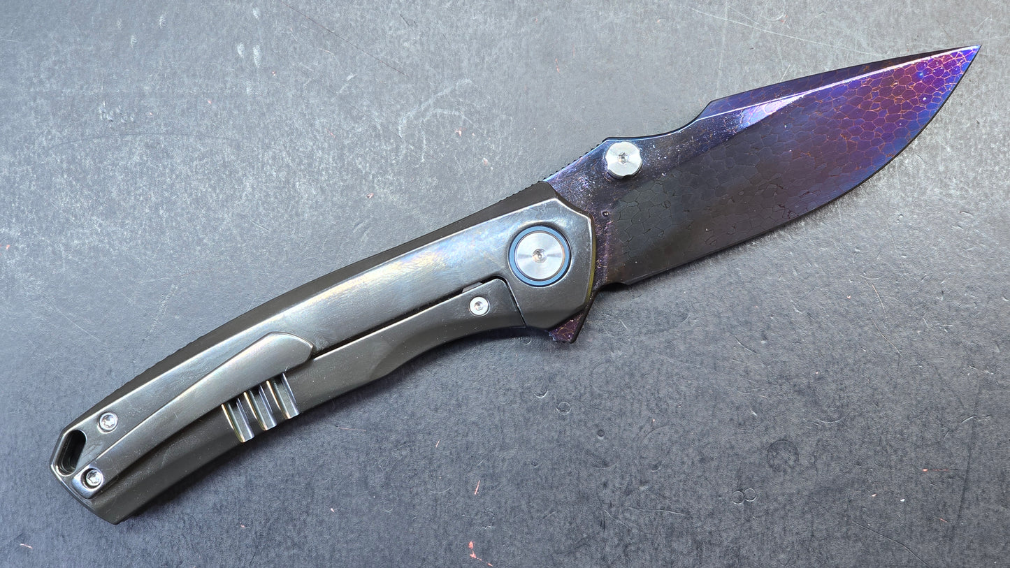 SixLeaf SL-93 7/10 Zirconium Handle, Dragon Scale Damascus Blade