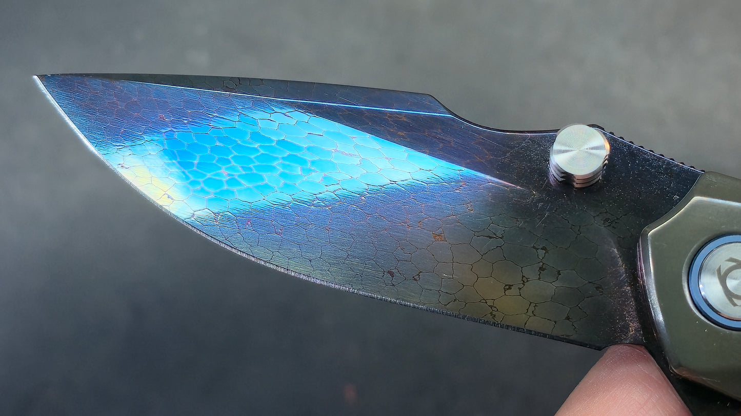 SixLeaf SL-93 7/10 Zirconium Handle, Dragon Scale Damascus Blade