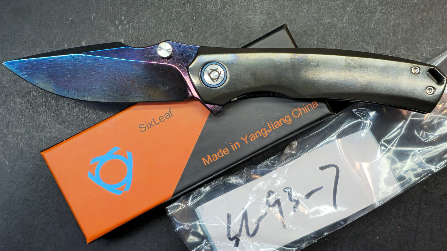 SixLeaf SL-93 7/10 Zirconium Handle, Dragon Scale Damascus Blade