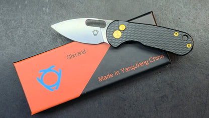 SixLeaf SL-92 Mini Micro Button Lock Purple/Gold/Black Titanium 14C28N (SALE price in cart)