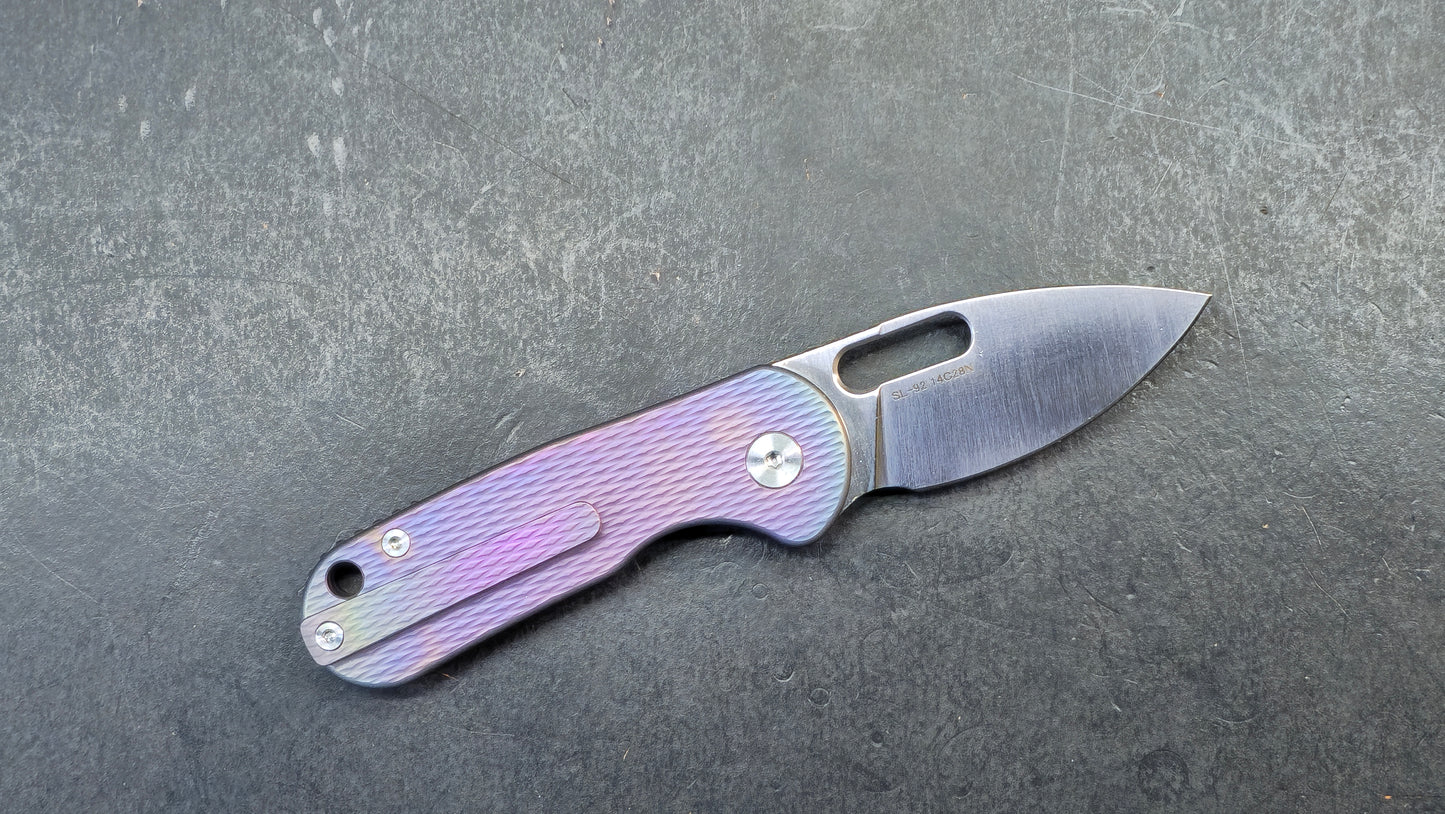 SixLeaf SL-92 Button Lock Purple/Yellow/Black Titanium 14C28N