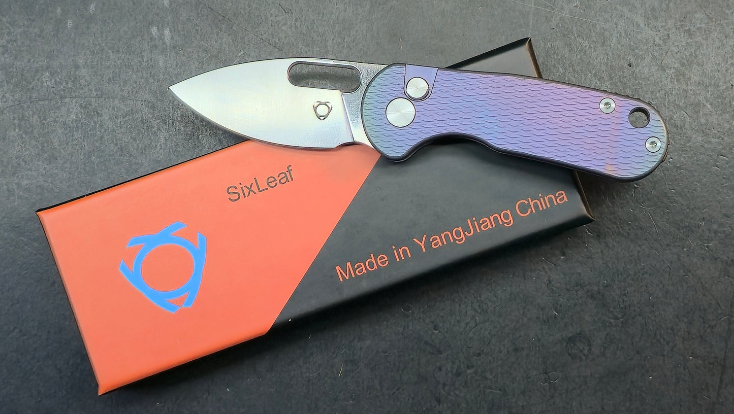 SixLeaf SL-92 Button Lock Purple/Yellow/Black Titanium 14C28N