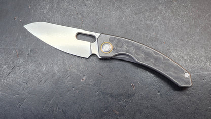 Maxace Black Mirror Carbon Fiber and Titanium Handle M390 Blade