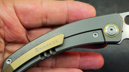 Maxace Black Mirror Carbon Fiber and Titanium Handle M390 Blade