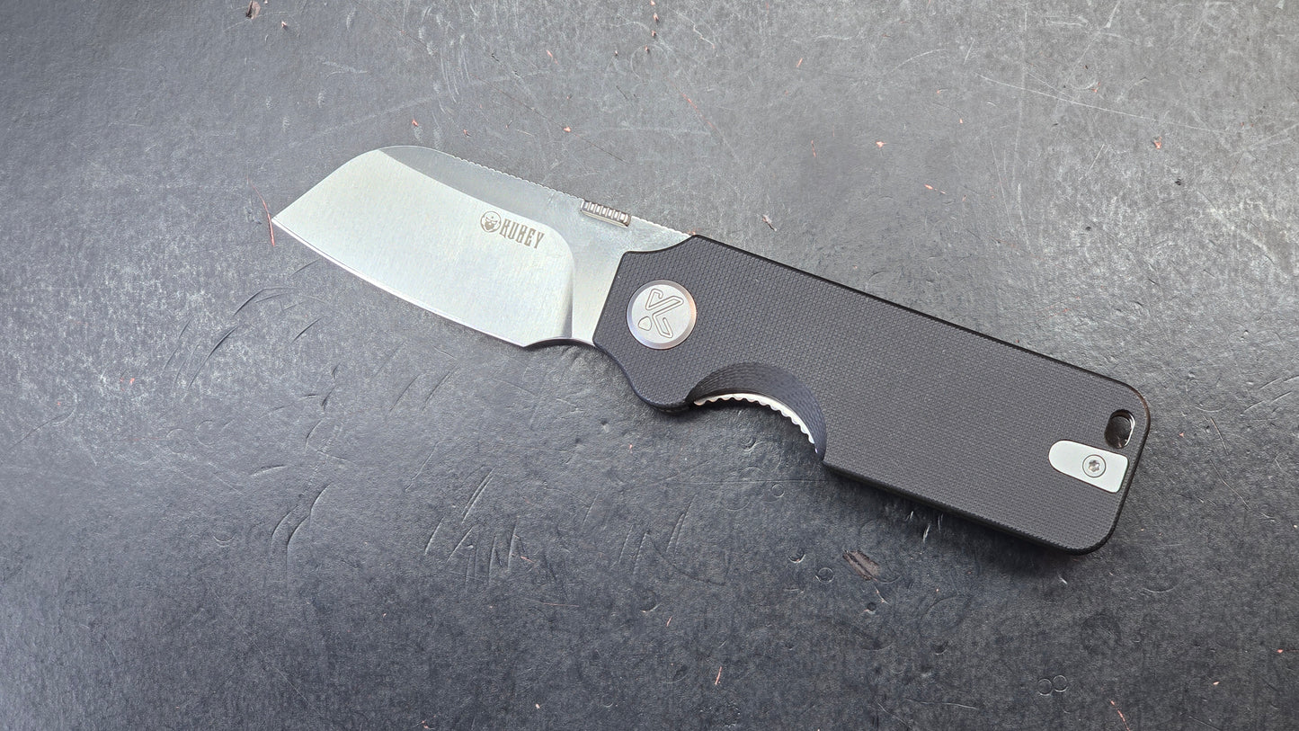 Kubey Boxer Folding Knife Black G10 Handle 14C28N