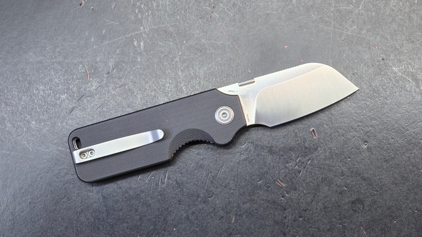 Kubey Boxer Folding Knife Black G10 Handle 14C28N