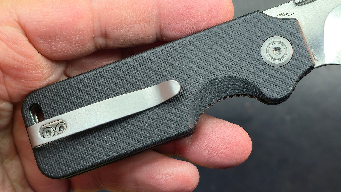 Kubey Boxer Folding Knife Black G10 Handle 14C28N