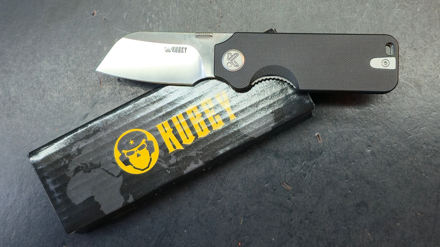 Kubey Boxer Folding Knife Black G10 Handle 14C28N