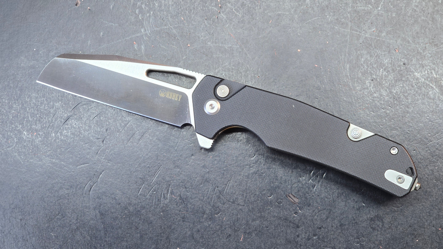 Kubey 10-8 Folding Knife Black G10 Handle 14C28N