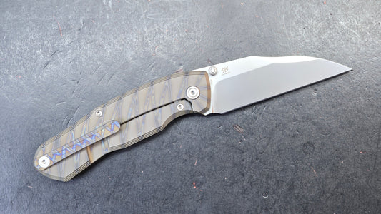 KB Mantra Folding Knife Flame Ano Titanium Handle M390