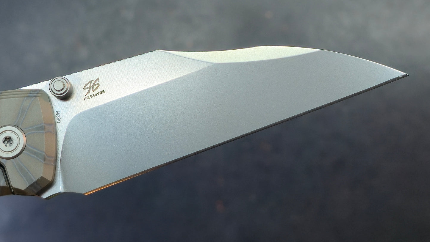 KB Mantra Folding Knife Flame Ano Titanium Handle M390