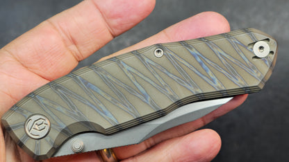 KB Mantra Folding Knife Flame Ano Titanium Handle M390