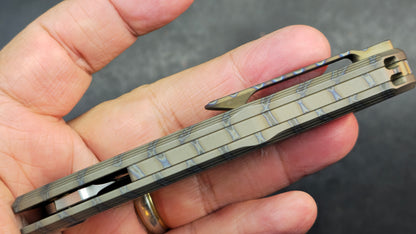 KB Mantra Folding Knife Flame Ano Titanium Handle M390